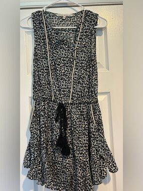 RACHEL Rachel Roy Black and White Leopard Print Shorts Romper